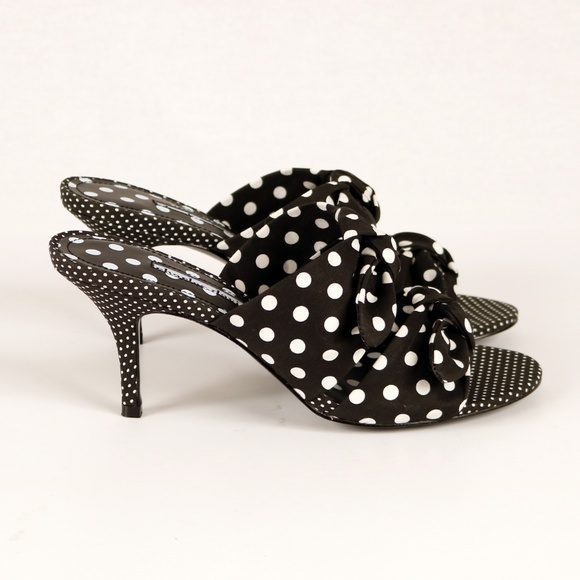 NIB Charles David Polka Dot Knotted Bow Heeled Sandals – Retro Glam Size 8 - Picture 2 of 7